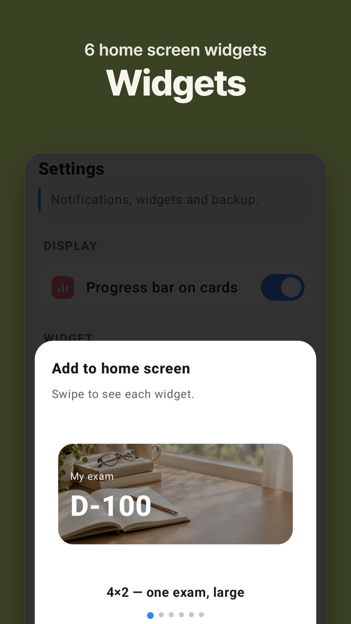 Six home screen widgets