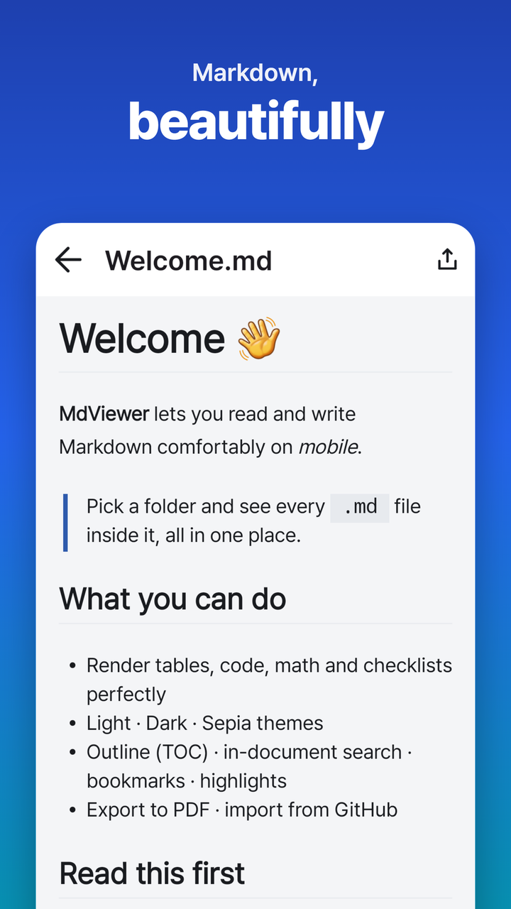 Markdown rendering