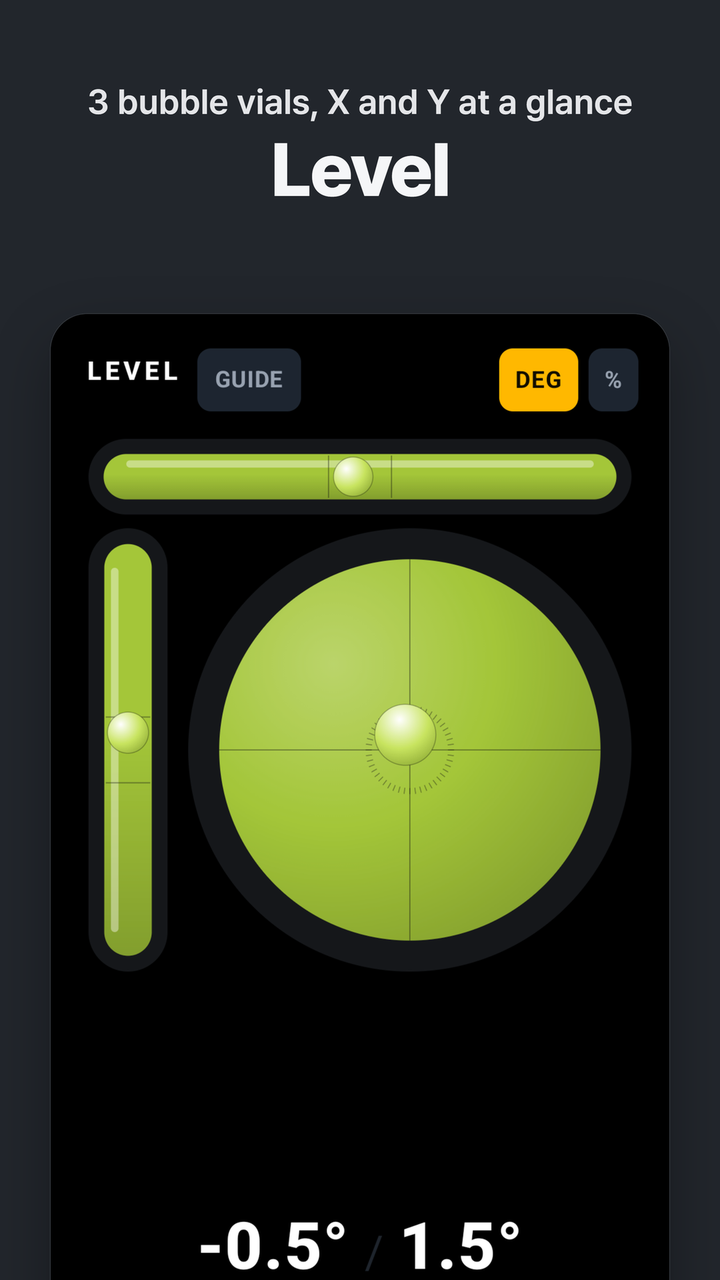 Level — three bubble vials