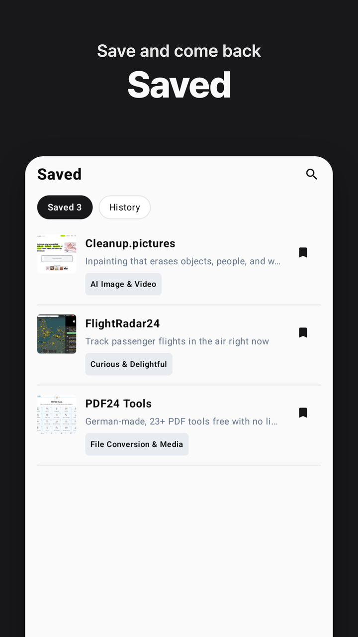 Saved — keep and come back